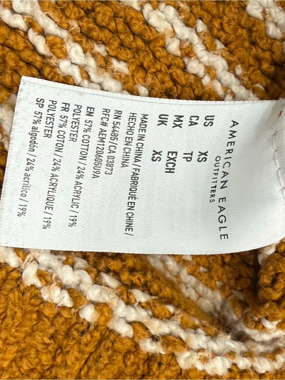 American Eagle Outfitters Women Mustard and Cream Striped Henley Sweater Size XS